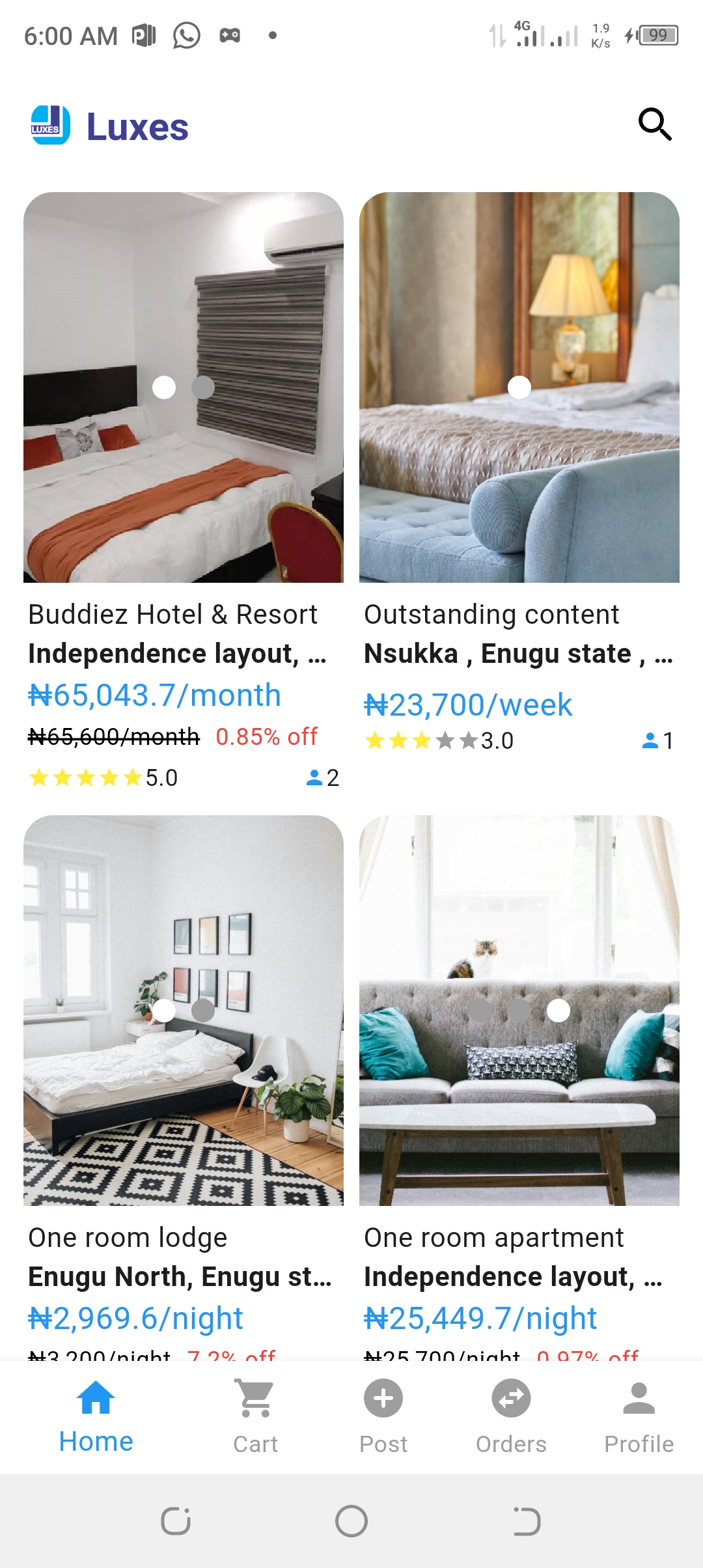 Luxes app screenshot